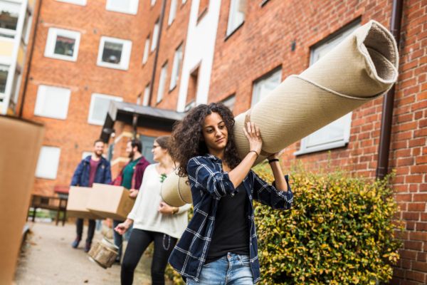 Group of friends moving house